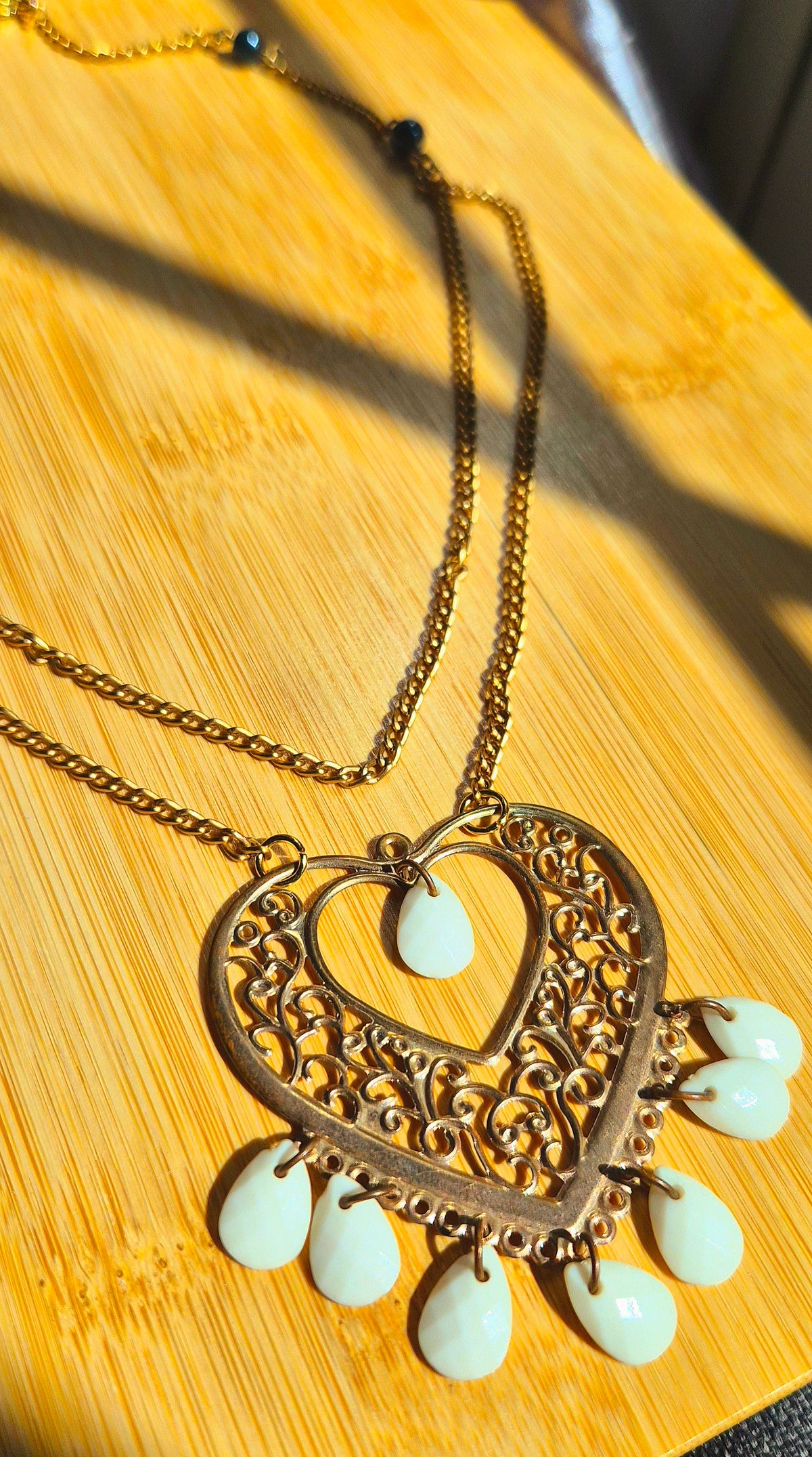 Gold Filigree Heart Necklace