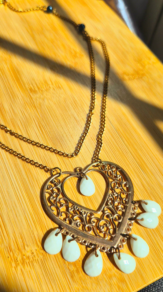 Gold Filigree Heart Necklace