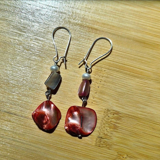 🐚Handmade♡ Colored Real Abalone Shell Earrings🐚
