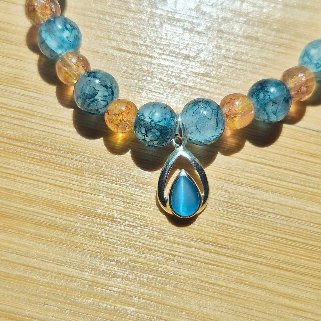 💎Handmade♡ Blue Cateye Charm Bracelet💎