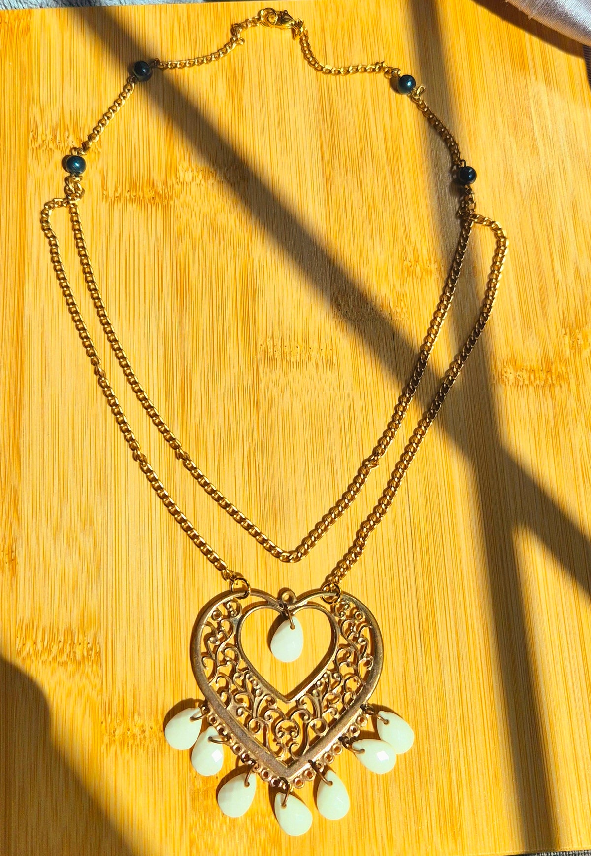 Gold Filigree Heart Necklace