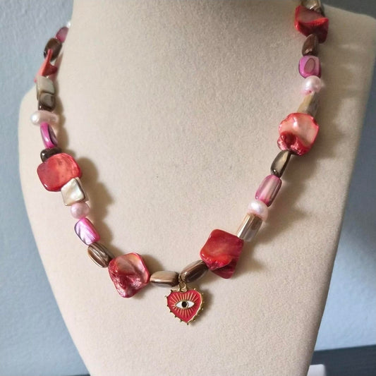 🐚Handmade♡ Colored Real Abalone Shell Necklace🐚