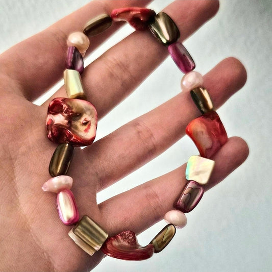 🐚Handmade♡ Colored Real Abalone Shell Bracelet🐚