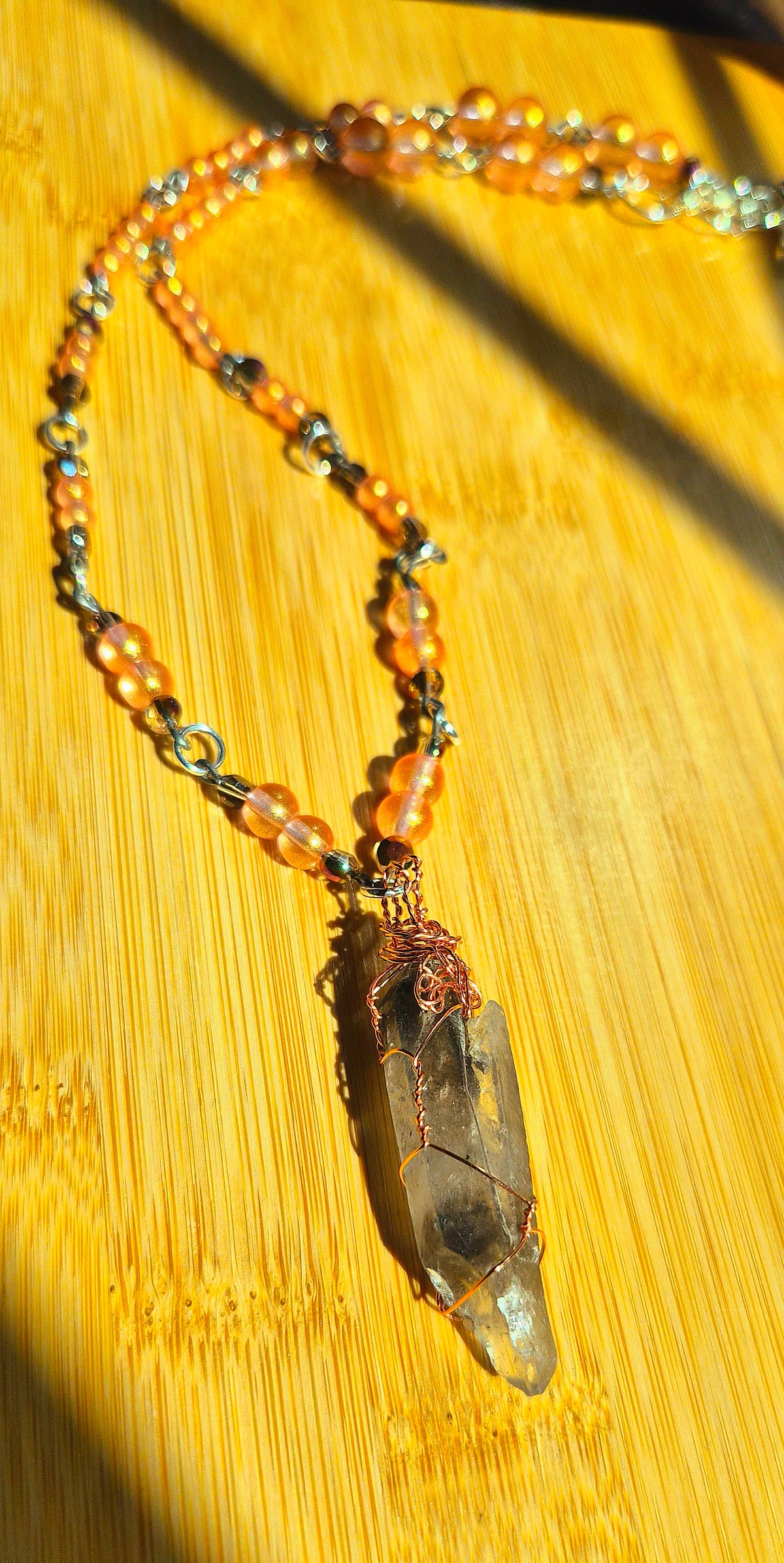 Copper Wrapped Quartz Point Necklace