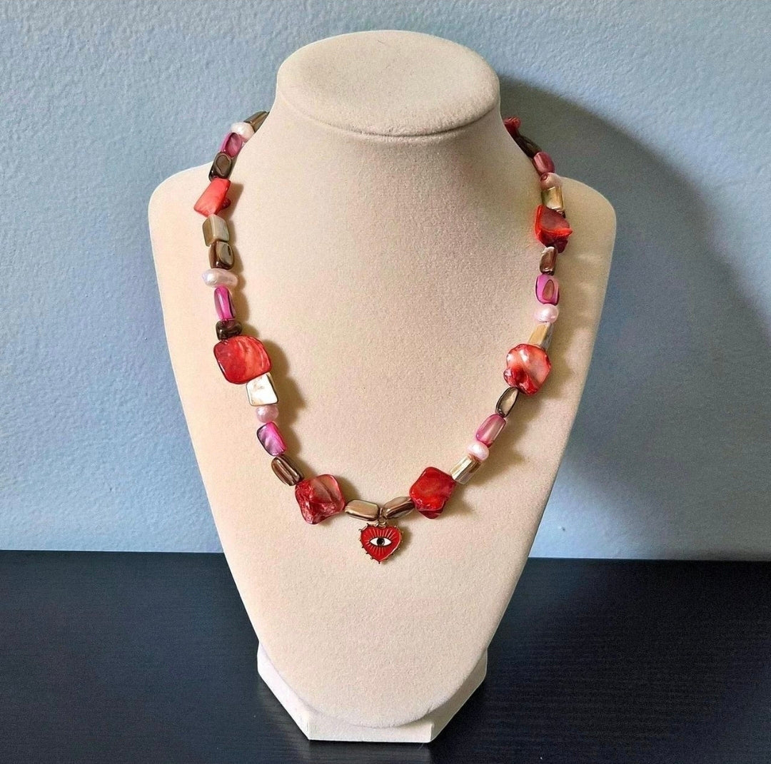 🐚Handmade♡ Colored Real Abalone Shell Necklace🐚
